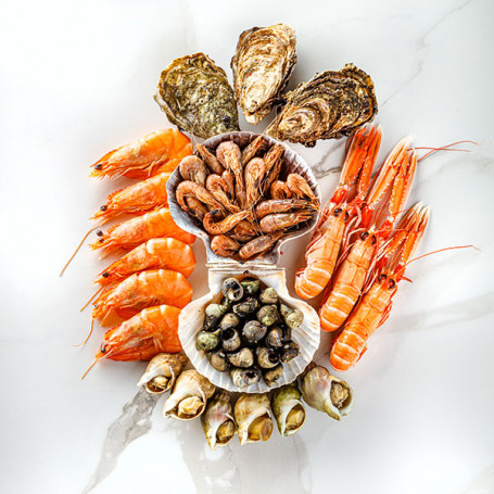 Photo entrée iodée, plateau de fruits de mer à partager
